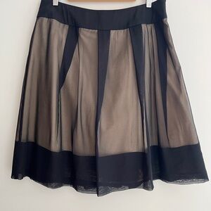 TEEN FLO Sheer Black Silk Nude Lining Knee Length A Line Skirt Party Coquette